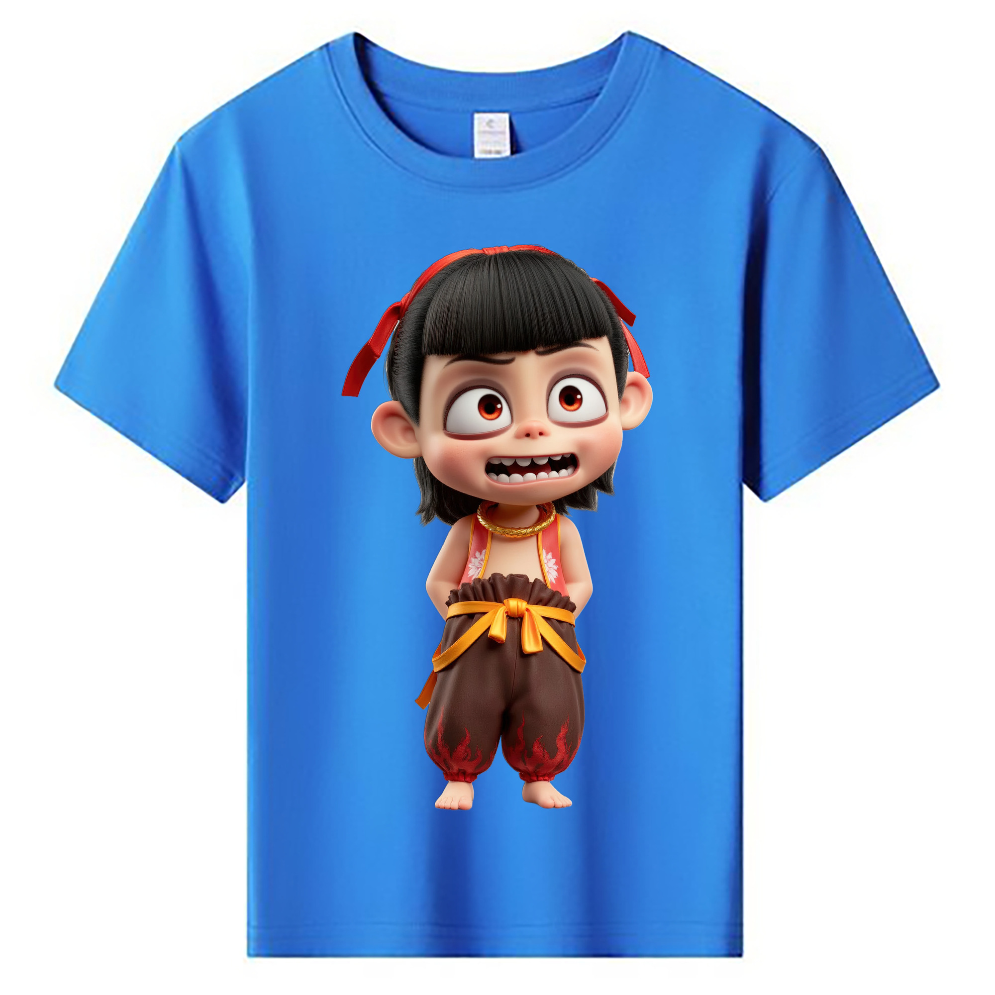 （画像用） Ne Zha 2 ナタ 魔童の大暴れ 綿100％キッズTシャツ（フロントプリント）